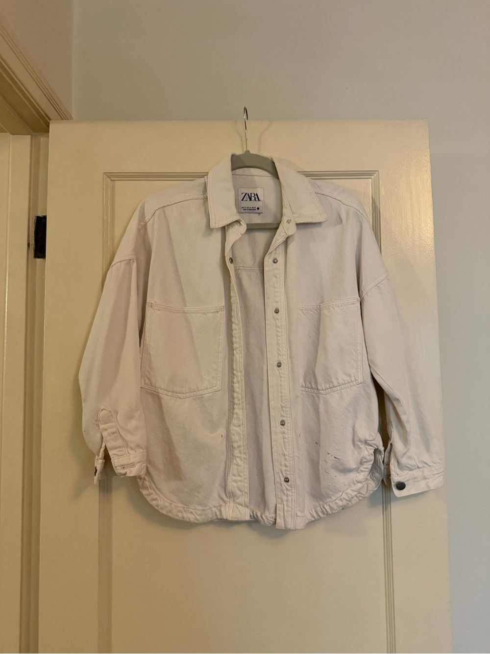 Zara Cream Button-Front Denim Jacket